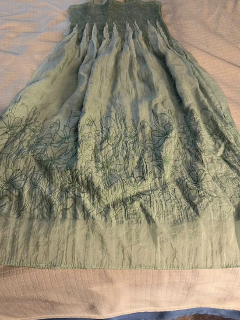 Lapis Strapless Boho Fairy Maxi Dress OSFM in Green